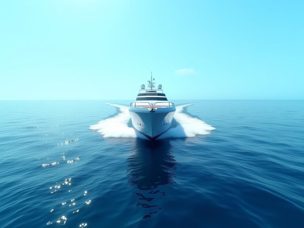 Luksusyacht som seiler på åpent hav